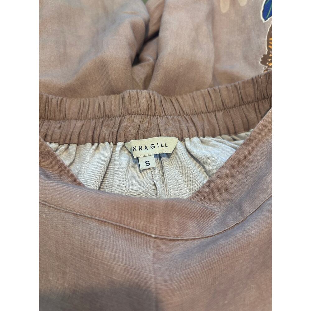 Anthropologie Ranna Gill Linen Blend Printed Side-Bow Wide-Leg Pants SMALL - Picture 7 of 10